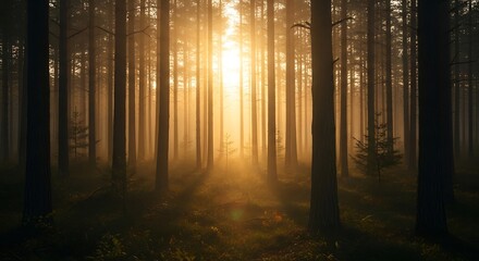 Obraz premium Sunlight Path Through Forest.