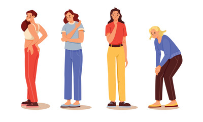 Emotional Expressions of Women Shown in a Modern Illustrative Artistic Style and Form