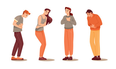 Expressions of Discomfort Unique Illustrations Depicting People Experiencing Pain