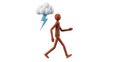 Isolated Mannequin Walking in Thunderstorm