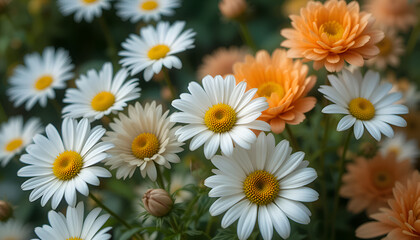 Fototapeta premium white daisies in a garden