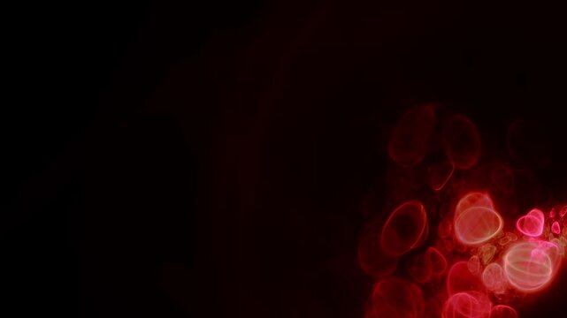 Organische rot leuchtende Zellstruktur, blasenf&ouml;rmige Viren & Bakterien in mikroskopischen Detailaufnahmen f&uuml;r Forschung & Wissenschaft, Biologie, Gesundheit, Infektion, Immunsystem, Medizin