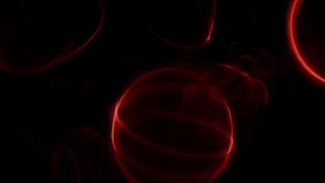 Organische rot leuchtende Zellstruktur, blasenf&ouml;rmige Viren & Bakterien in mikroskopischen Detailaufnahmen f&uuml;r Forschung & Wissenschaft, Biologie, Gesundheit, Infektion, Immunsystem, Medizin