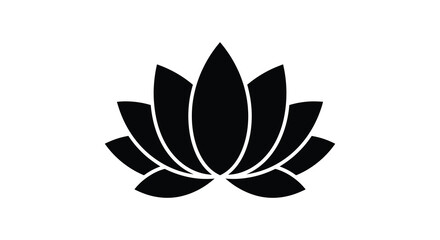 Black lotus flower logo icon on white background