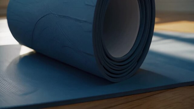 Rolled-Up Lightweight Foam Yoga Mat Ready for Transport or Storage