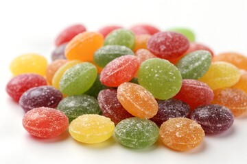 colorful jelly beans on white background