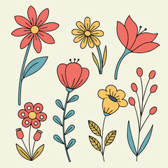 Flat design illustration of flowers