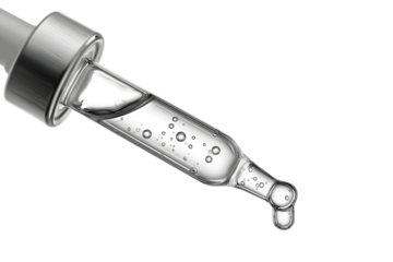 pipette with liquid drop falling  isolated on white background