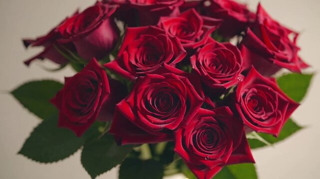 Tightly Framed of Crimson Blossoms Adorned with Moisture Beads, Evoking Sentiments of Affection and Amorousness