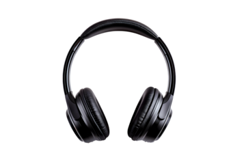  pair of sleek black headphones  isolated on white background