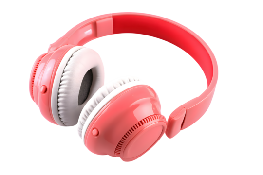 Pink headphones with modern design isolated on white background