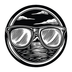 A sleek fashion glasses silhouette, highlighting stylish frames and bold contours, perfect for chic, modern eyewear vibes in a minimalistic, eye-catching design.
