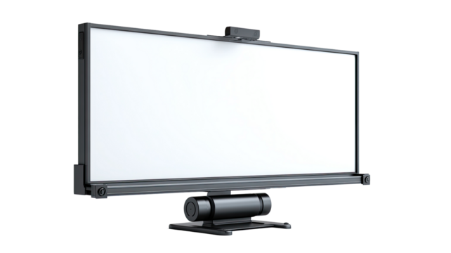 Large blank screen, mounted, modern design