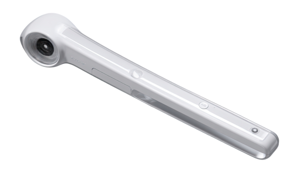 White, elongated medical tool with rounded end
