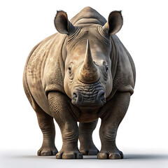 Fototapeta premium Majestic white rhinoceros standing proudly on a white surface white background
