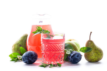 Beautiful glass with a bright drink and fruits for health © Peredniankina