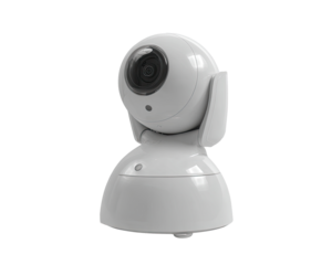 White, round baby monitor camera