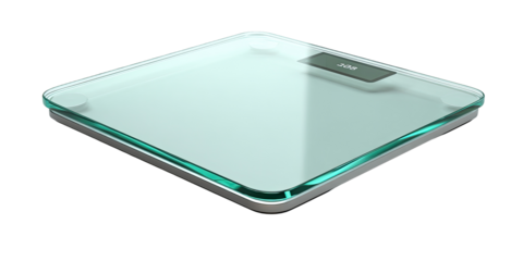 Modern, square glass digital scale