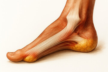 Human Foot Anatomy: Detailed Illustration of Muscles, Tendons, and Blood Vessels, medical, health [Illustration]
