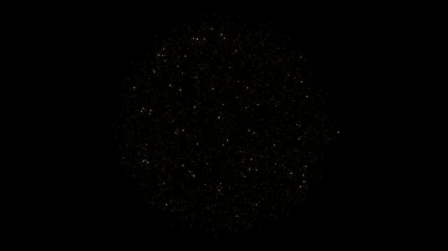 Golden yellow firework animation on transparent background alpha channel