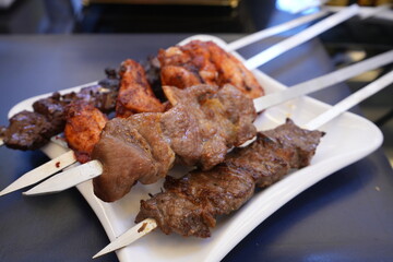 Skewered and Grilled Cubes of Meat, Shashlik - 串焼き料理 シャシリク