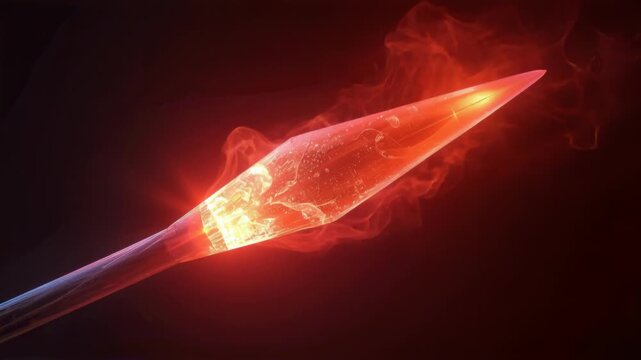 Fiery Spearhead Spinning with Red Smoke Trail