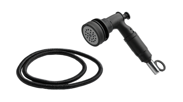 Black shower head and hose