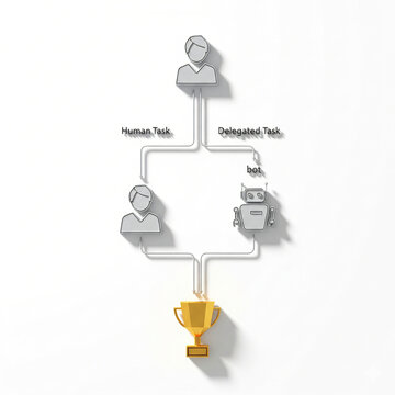 A flowchart of a human and a bot working in parallel (Agentic AI)