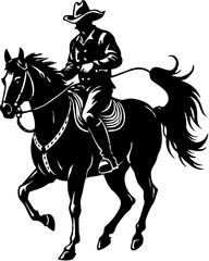 Classic Cowboy on Horse Silhouette