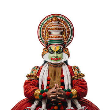 An Indian Kathakali dancer with expressive makeup