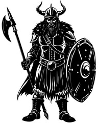 Naklejka premium Fierce Viking Warrior Silhouette