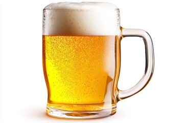 Mug fresh beer with cap of foam isolated. transpa. Brimming tankard cool ale having froth crest detached. clear beverage in glassware refreshment concept pub theme alcoholic drink