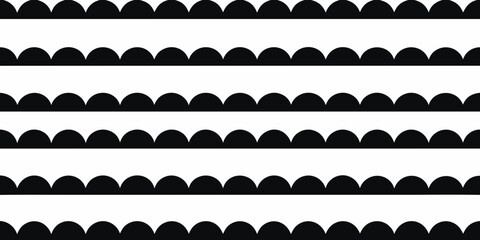 Seamless black and white scalloped stripe pattern with repeating arches