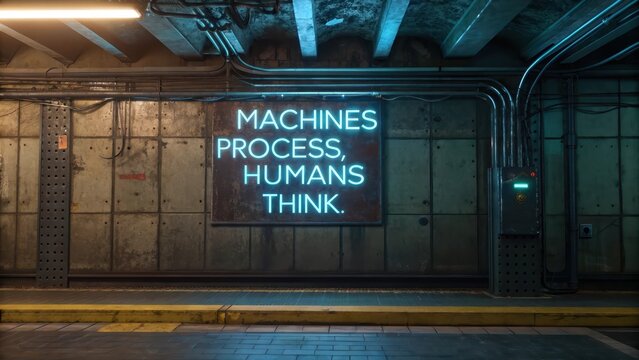 Neon Sign in Urban Setting with Technology and Human Connection Theme