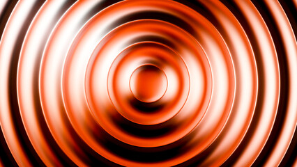 Abstract design featuring circular glass shapes with orange and copper toned lights creating gradient lines on a black background. Modern digital design asset