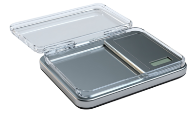 Portable digital kitchen scale in clear protective case