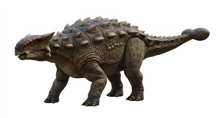Fototapeta premium Scientific 3D Model of Ankylosaurus with Realistic Armor and Tail Club on White Background