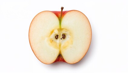 A vivid macro shot captures the cross-section of a crisp red apple, offering an enticing view of its fresh, juicy interior and the delicate seed chamber.