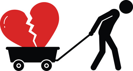 Man pulls broken heart cart