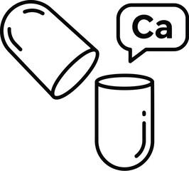 Calcium capsule open health nutrition icon