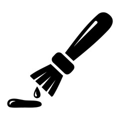 Illustration of a paint brush with a drop of paint falling onto a small puddle
