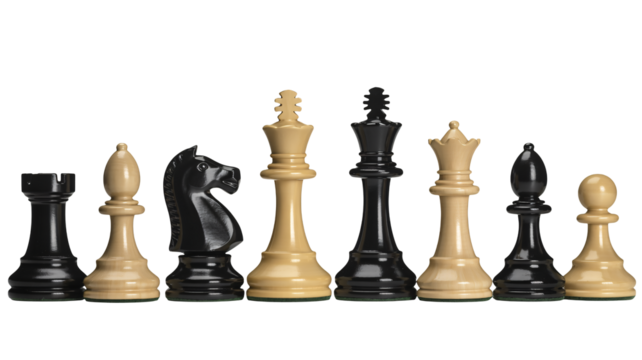 Strategic chess pieces lined up in a row ready for the game ahead