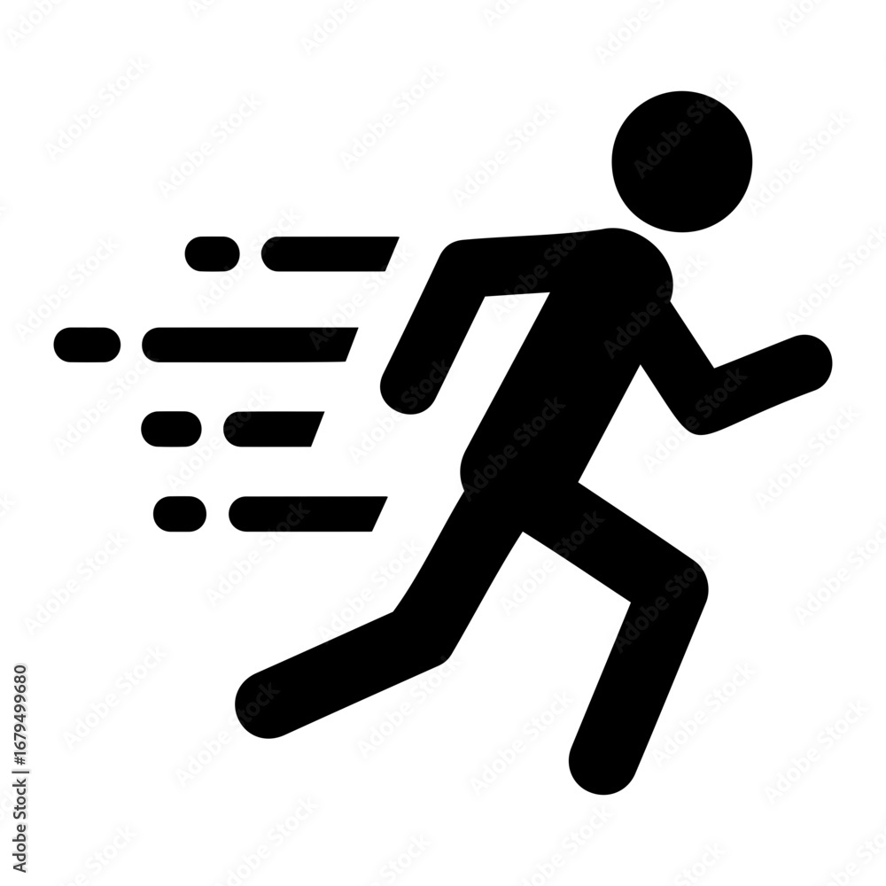 Aufkleber silhouette of a stick figure running with motion lines indicating speed and action
