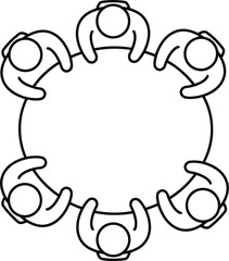 Teamwork circle people collaborating around a table