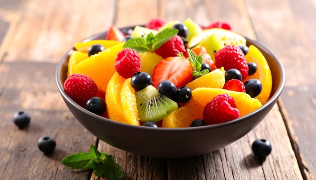 Vibrant fruit salad in a bowl
