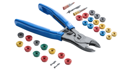 Pliers and assorted small parts, likely for specialized repair