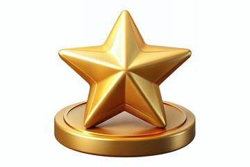 Golden star trophy award on a circular base