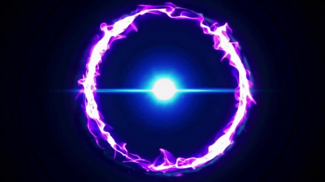 Luminous Circular Header in Shades of Violet and Azure with Neon Effect
