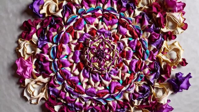 Circular Spiritual Emblem Crafted from Dehydrated Botanical Specimens and Blossoms