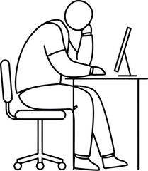 Tired office worker at desk overwhelmed by computer